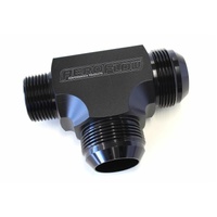 Aeroflow Tee -20AN With 1" NPT On Run Black An Tee With NPT On Run