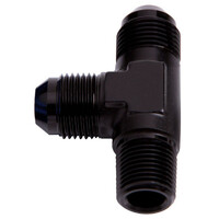 Aeroflow Tee -20AN With 1-1/4" NPT On Black An Tee With NPT On Run AF826-20BLK