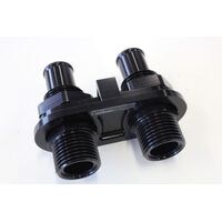 Aeroflow Black A/C Bulkhead 2 Port 2 X -10 / 2 X 5/8" Barb Pushon AF88-2002BLK