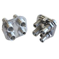 Aeroflow Billet A/C Bulkhead 4 Port 3X -10 / 1X -6 Rear 2X -5/8, AF88-2004
