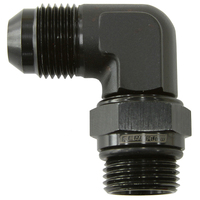Aeroflow Male -16 Orb 90 To -16AN Male Black Full Swivel AF949-16BLK