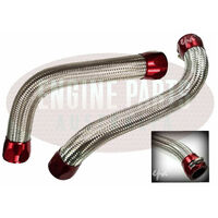 Silver Braided Radiator Hose Kit Red Ends for Ford Falcon BA BF 4.0 & XR6 Turbo