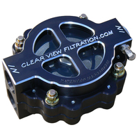 4" Hi-Flow See Through Oil Filter Black Anodised -12AN 115 Micron Element